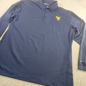 WVU Mountaineers Polo Shirt Men XXL Nike Long Sleeve Dri Fit Performance Blue